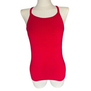 Moda International Red Lace Shelf Bra Stretchy Top Women's Sz S